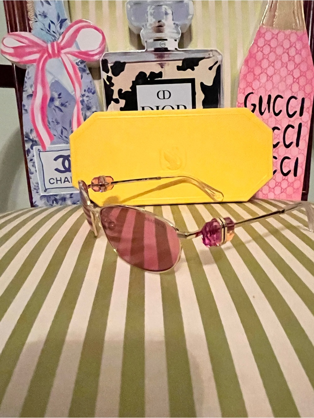 Swarovski Pink Lens Sunglasses with Yellow Case - Picture 9 of 9